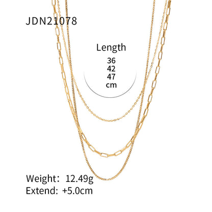 Paperclip Triple Layers Necklace