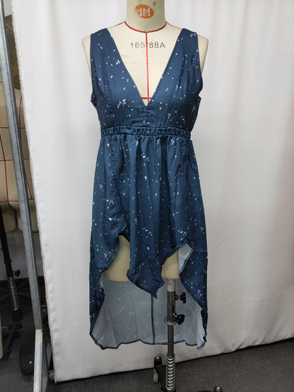 Retro Western Style Casual Midi Denim Dress