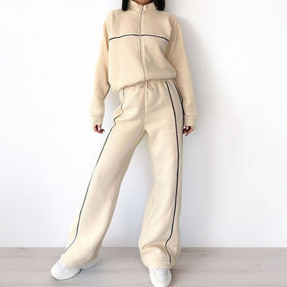 Women's Casual Hoodie Set Solid Color Polyester All-Season Activewear