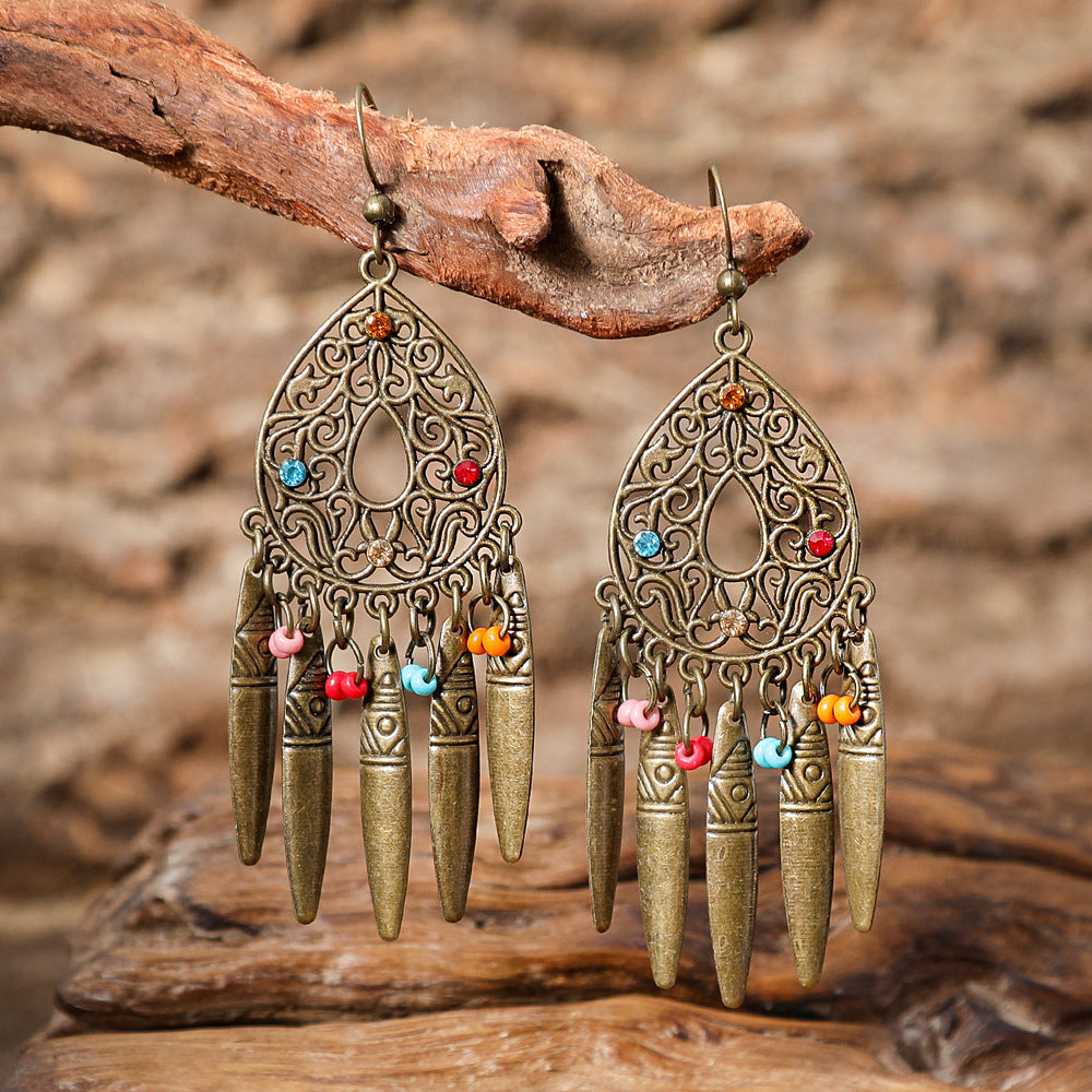 Trendy Bohemian Tassel Earrings Set in Brown