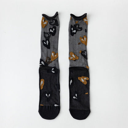 Rufia - Asymmetrical Pattern Sheer Socks