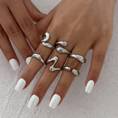 Geometry Design Liquid Metal Rings Trendy & Modern Jewelry
