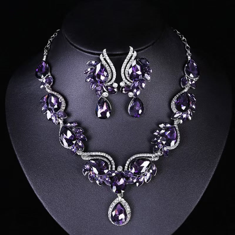 Multicolor Gemstone Necklace Set for Women Elegant Bridal Party Jewelry