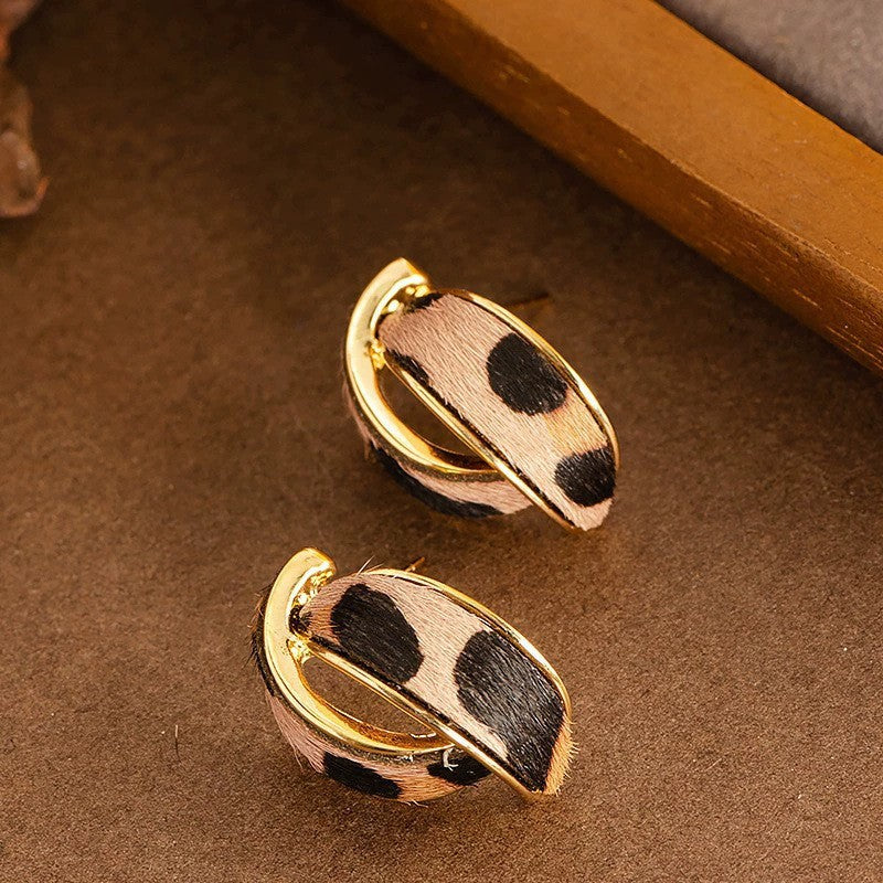 Natural Horse Hair Leopard Print Earrings Luxury Fashion Accessories
