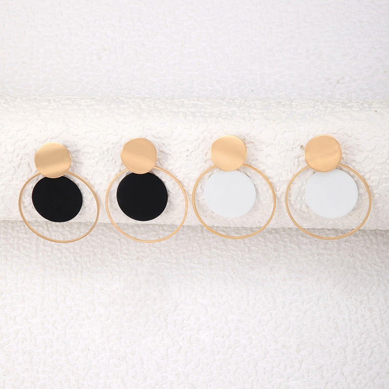 Geometric Metal Circle Earrings Set Stylish Casual Earrings