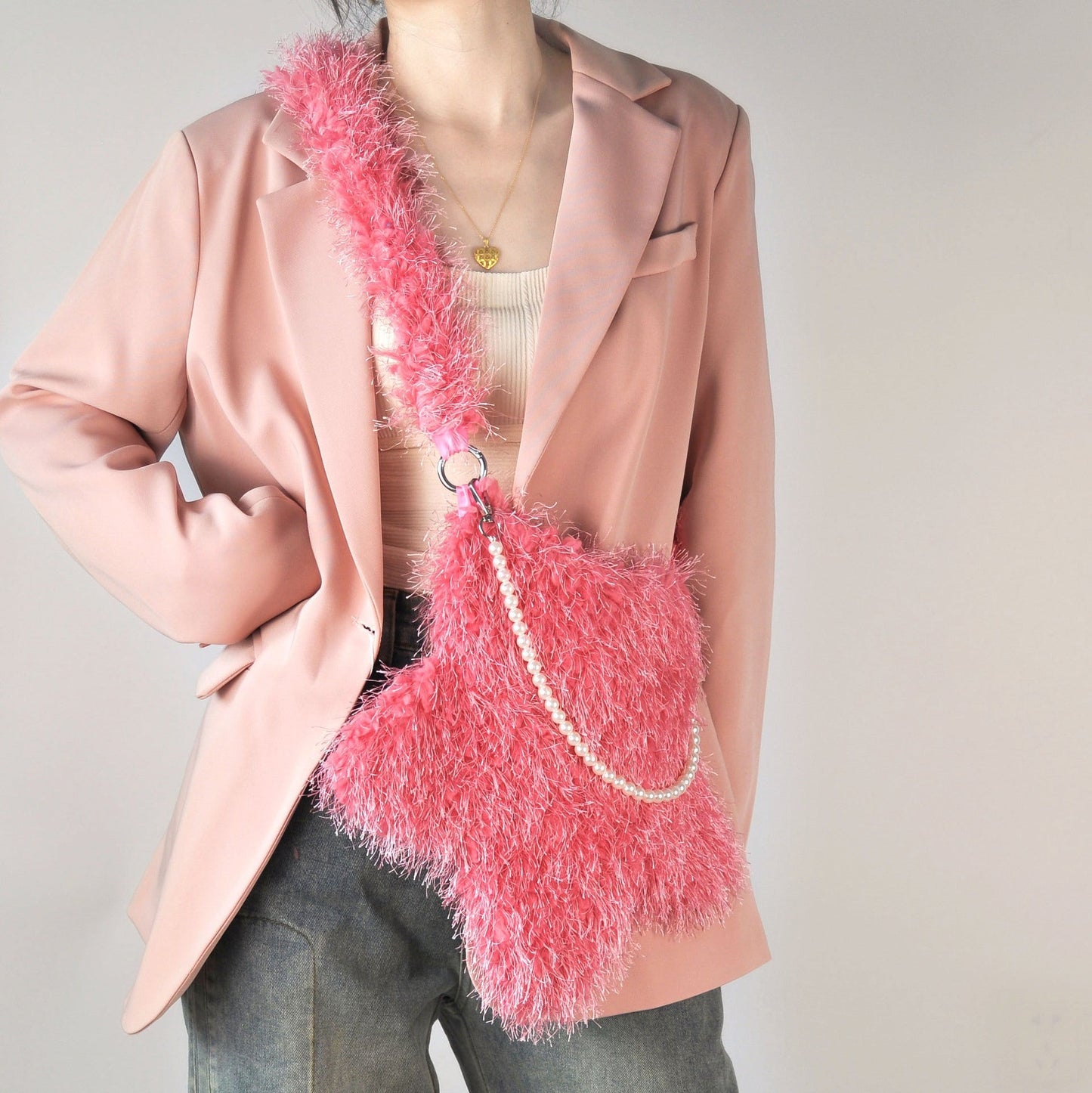 Star Shaped Cute Tassel Plush Shoulder Bag