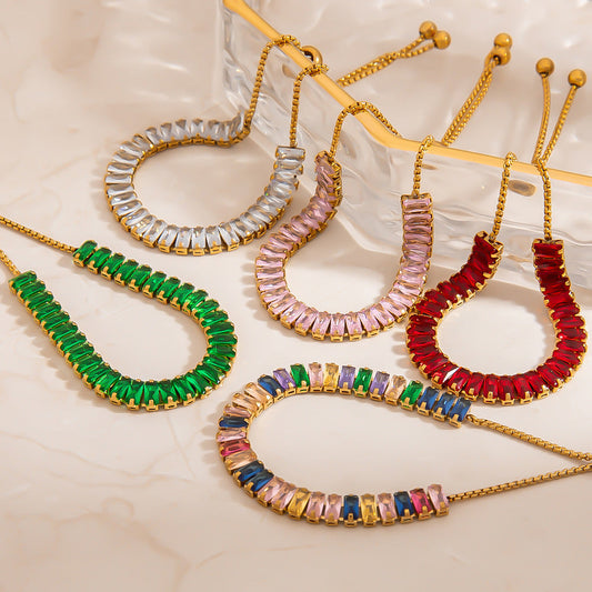 Geometric Stainless Steel Bracelet Colorful 18K Gold Plated Jewelry