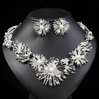Geometric Vintage Pearl-Style Statement Necklace Set
