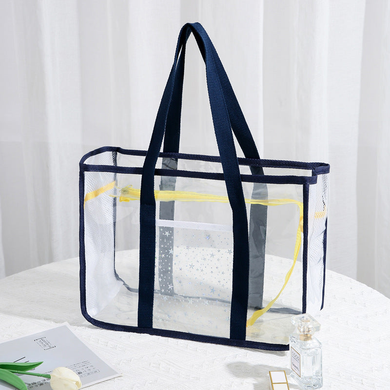 Multicolor Clear PVC Nylon Large Capacity Zip Tote Bag