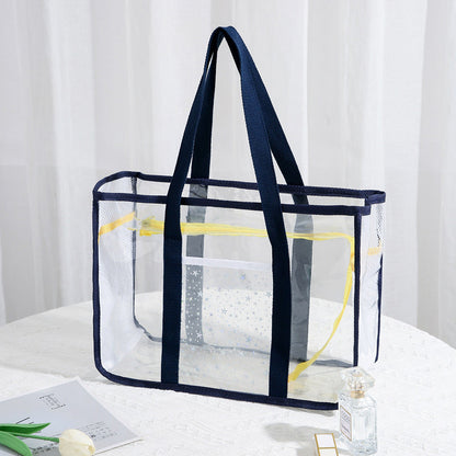 Multicolor Clear PVC Nylon Large Capacity Zip Tote Bag