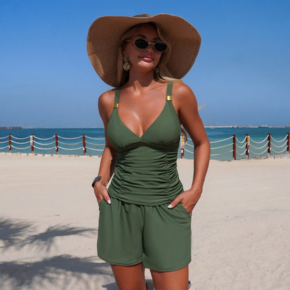 Tankini Swimsuit Women'S Customizable Quick-Dry Two-Piece Swimwear