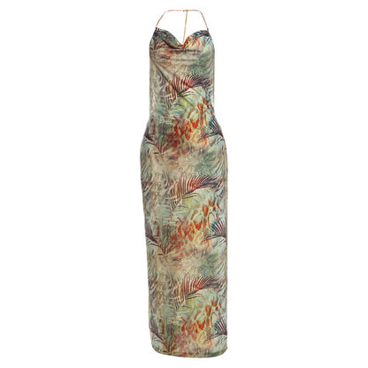 Sexy Backless Tie-Up Maxi Dress With Floral Print