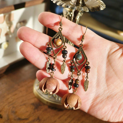 Handcrafted Vintage Geometric Feather Earrings Bohemian Style