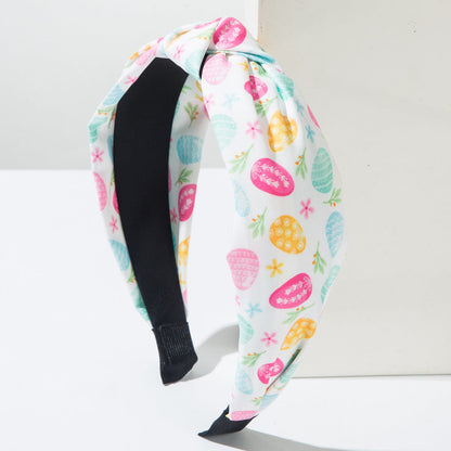 Trendy Easter Bunny Ear Headband Floral Knot Fabric Hairband