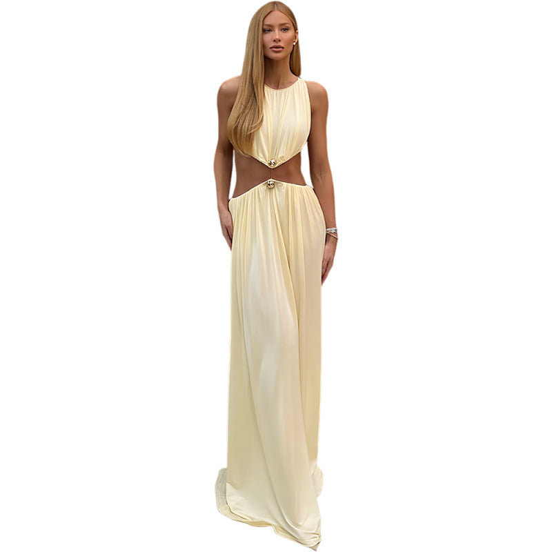 Trendy Sexy Midi Dress With Waist Cutout