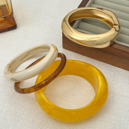 Vintage Resin Textured Bangle Set Trendy Casual Bracelet