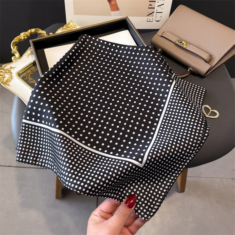 Simple Polka Dot Square Silk Scarf