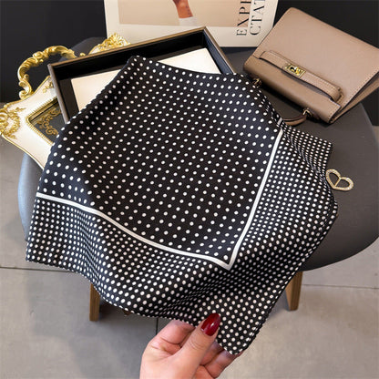 Simple Polka Dot Square Silk Scarf