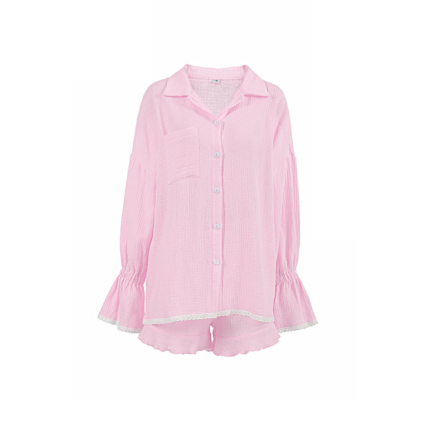 Flounce Solid Color Homewear Sets