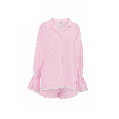Flounce Solid Color Homewear Sets