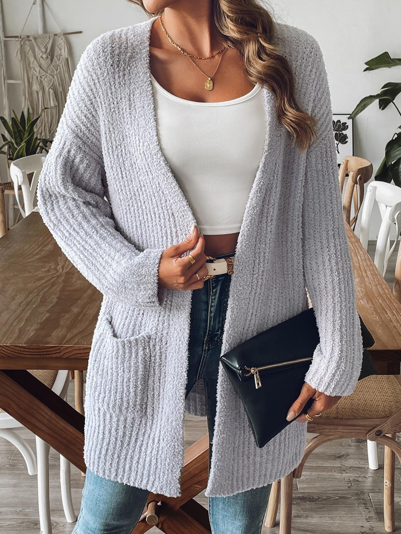 Women鈥檚 Casual Knit Cardigan With Pockets