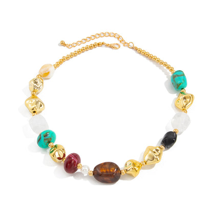 Bohemian Colorful Resin Beaded Necklace Trendy Geometric Design