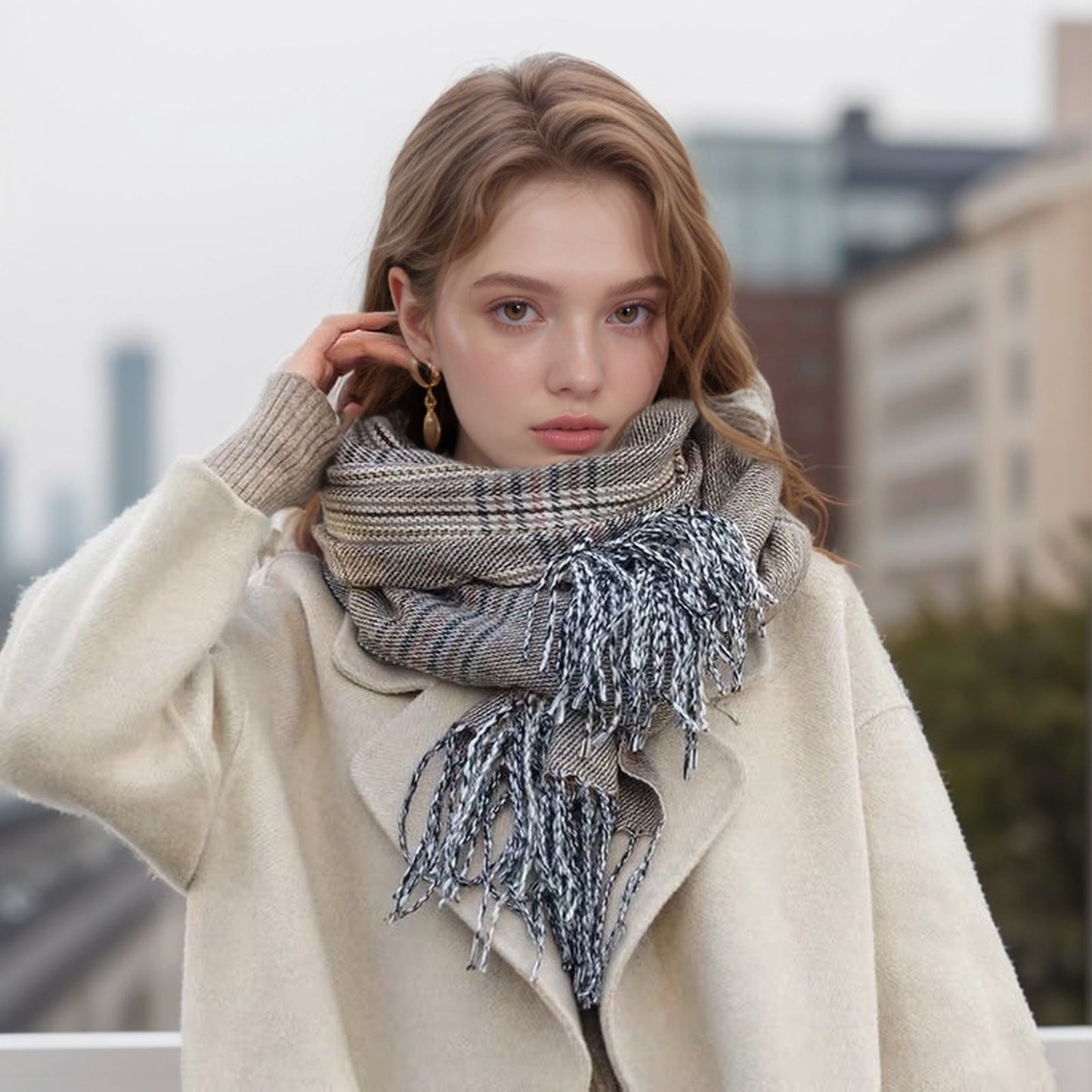 2+ Vintage Tassel Plaid Scarves