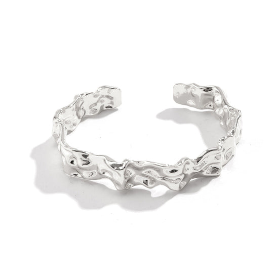 Vintage Irregular Pleated Metal Bracelet Set