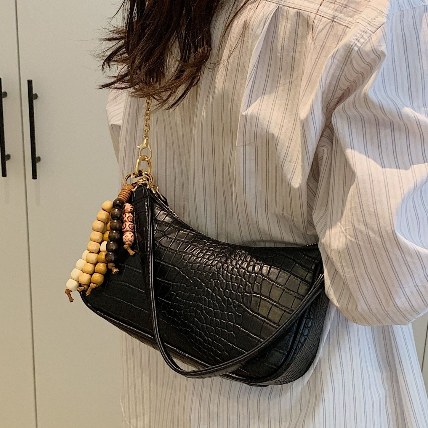 Trendy Croc Texture Mini Shoulder Bag for Women