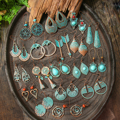 Vintage Style Alloy Earrings with Geometric Design and Bohemian Charm