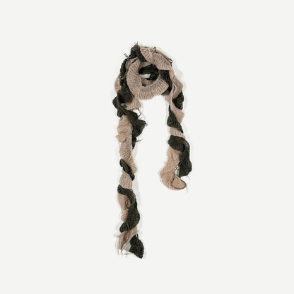 Spiral Knit Wool Blend Scarf with Fringe for Unisex