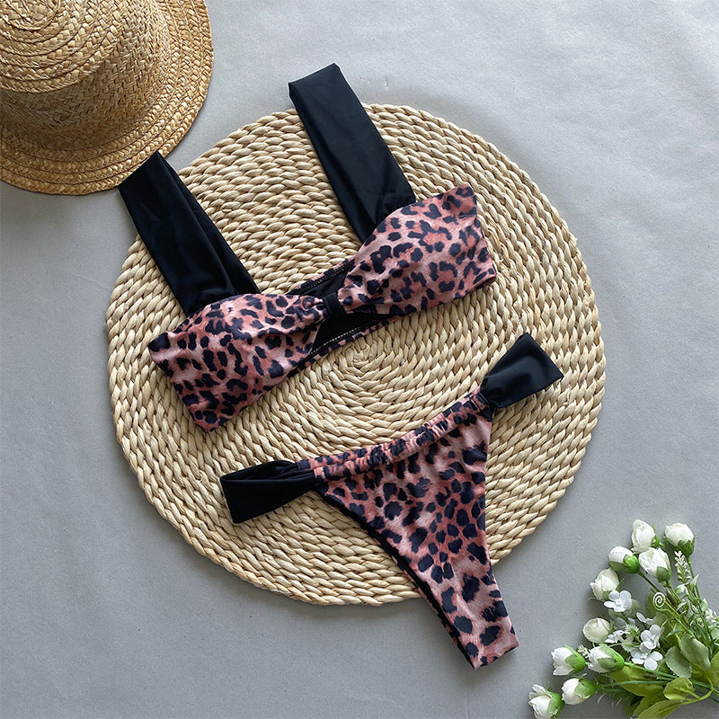 2PCS Color Block Splicing Bikini Sexy Swimwear