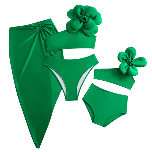 New Women'S Bikini Three-Piece Swimsuit Set With Skirt