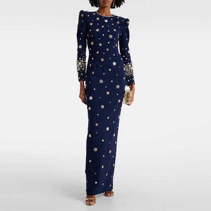 Casual Long Dress Elegant Fit With Embellishments
