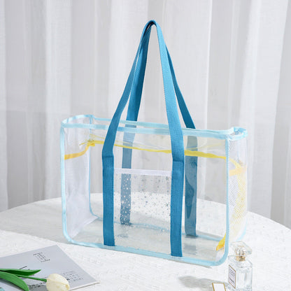 Multicolor Clear PVC Nylon Large Capacity Zip Tote Bag