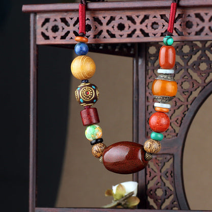 Ethnic Style Original Handmade Tibetan Jewelry Necklace Vintage Multi Treasure Ceramic Beads Versatile Short Collarbone Neck Chain