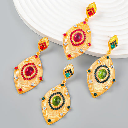 Stylish Vintage Multi-Layered Lancet Alloy Diamond-Set Eye Earrings For Women Bohemian Earrings