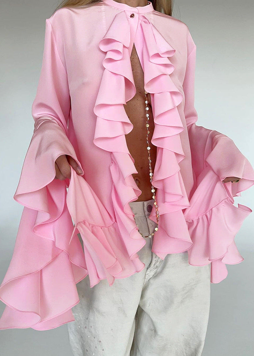 Ruffled Statement Blouse Lightweight Flowing Fabric