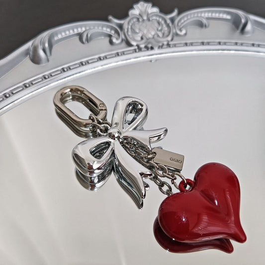 Elegant Bow Heart Keychain Bag Charm