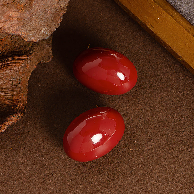 French Vintage Geometric Oval Alloy Earrings For Women