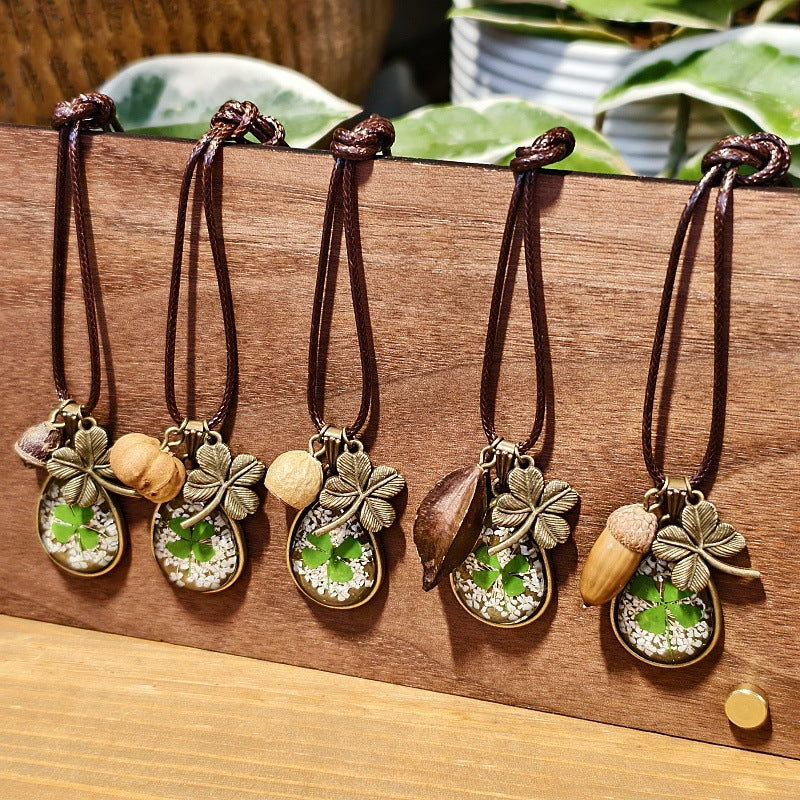 Creative Four-Leaf Clover Necklace Handmade Jewelry for Women