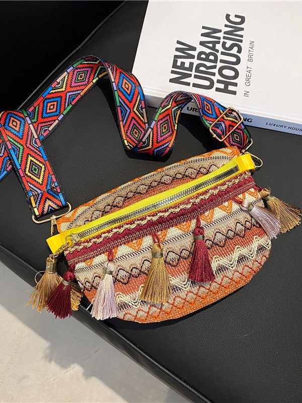 Fringe Woven Mini Bag Casual Crossbody Shoulder Bag