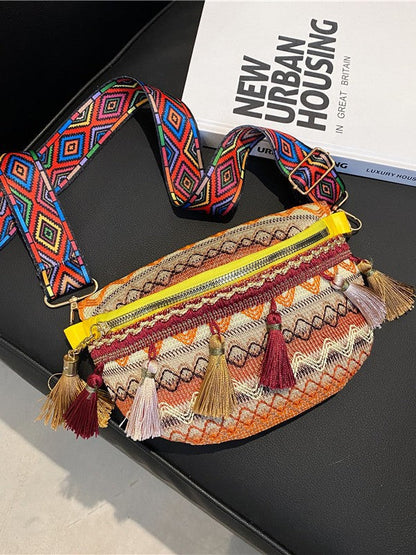 Fringe Woven Mini Bag Casual Crossbody Shoulder Bag