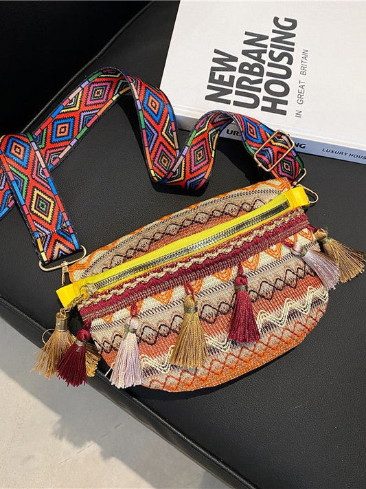 Fringe Woven Mini Bag Casual Crossbody Shoulder Bag