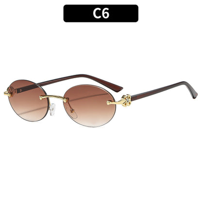 Oval Frame UV400 Sunglasses Fashionable Women's Outdoor Shades