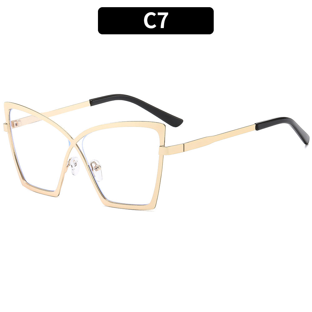 Trendy Large Frame Metal Blue Light Blocking Glasses