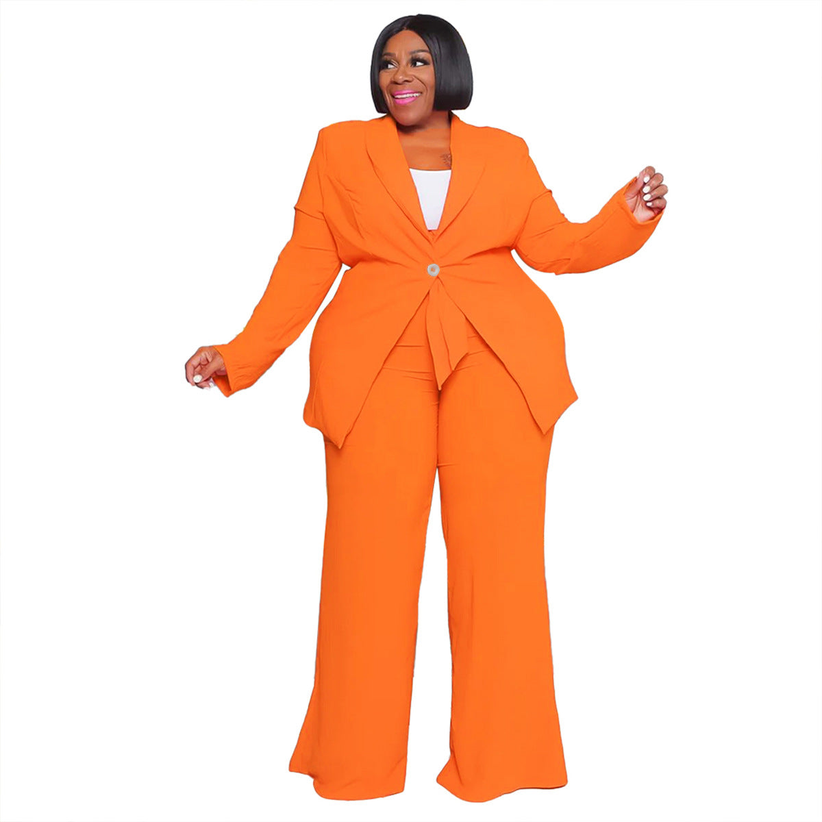 Plus Size Women'S Casual Long Sleeve Top And Pants Set
