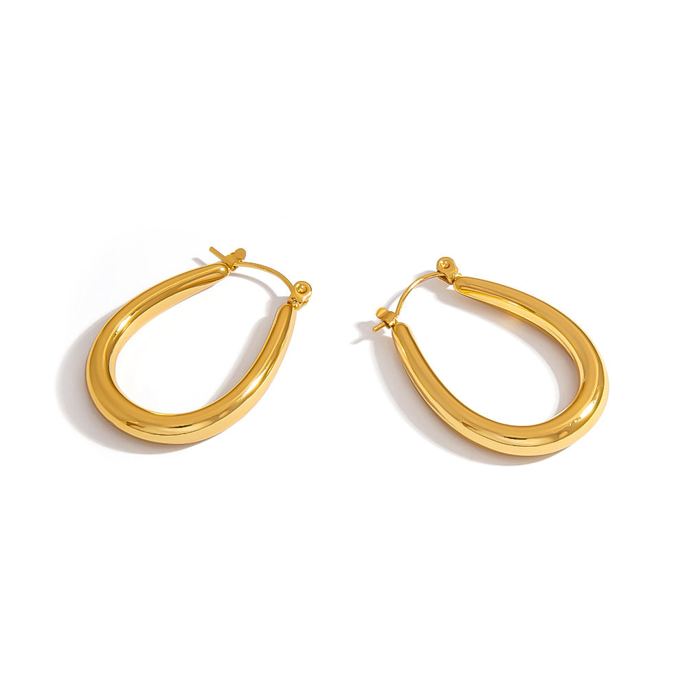 Exaggerated Geometric Stainless Steel Earrings Minimalist Design