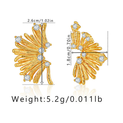 Irregualr Line Zircon Delicate Stud Earrings