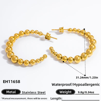 Fashionable Titanium Steel Heart Shaped Earrings with 18K Gold Plating